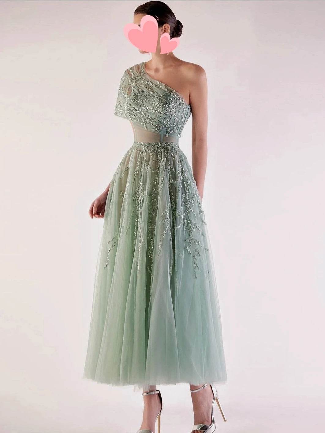 Oisslec One-Shoulder Prom Dress - Elegant Vintage Beaded Gown - Buy Center US
