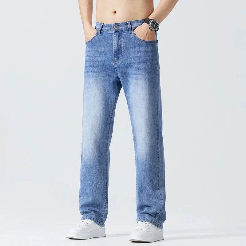 Men's Summer Jeans - Casual Straight Trousers, Lightweight & Breathable - Buy Center US