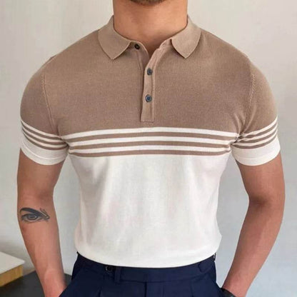 XFT Vintage Men’s Stripe Polo Shirt - Casual Summer Short Sleeve Fashion - Buy Center US