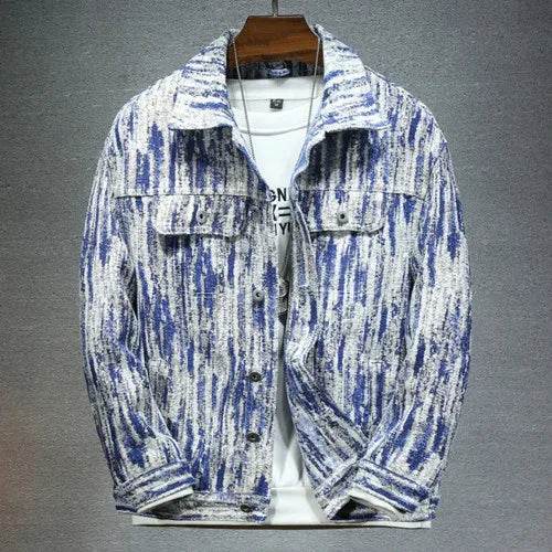 Qj Cinga Men's Casual Denim Jacket - Single-Breasted, Pure Color Style - Buy Center US