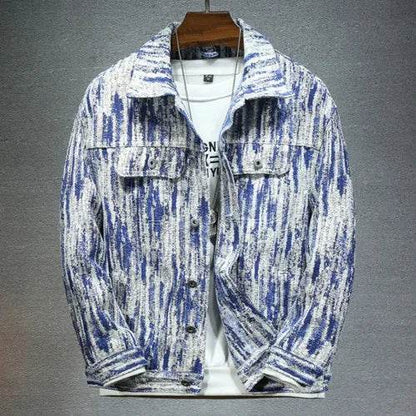 Qj Cinga Men's Casual Denim Jacket - Single-Breasted, Pure Color Style - Buy Center US