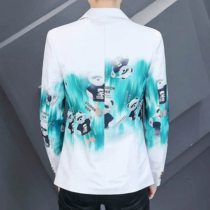 Men's Slim Fit Printed Blazer - Stylish Business Casual Jacket M-3XL - Buy Center US
