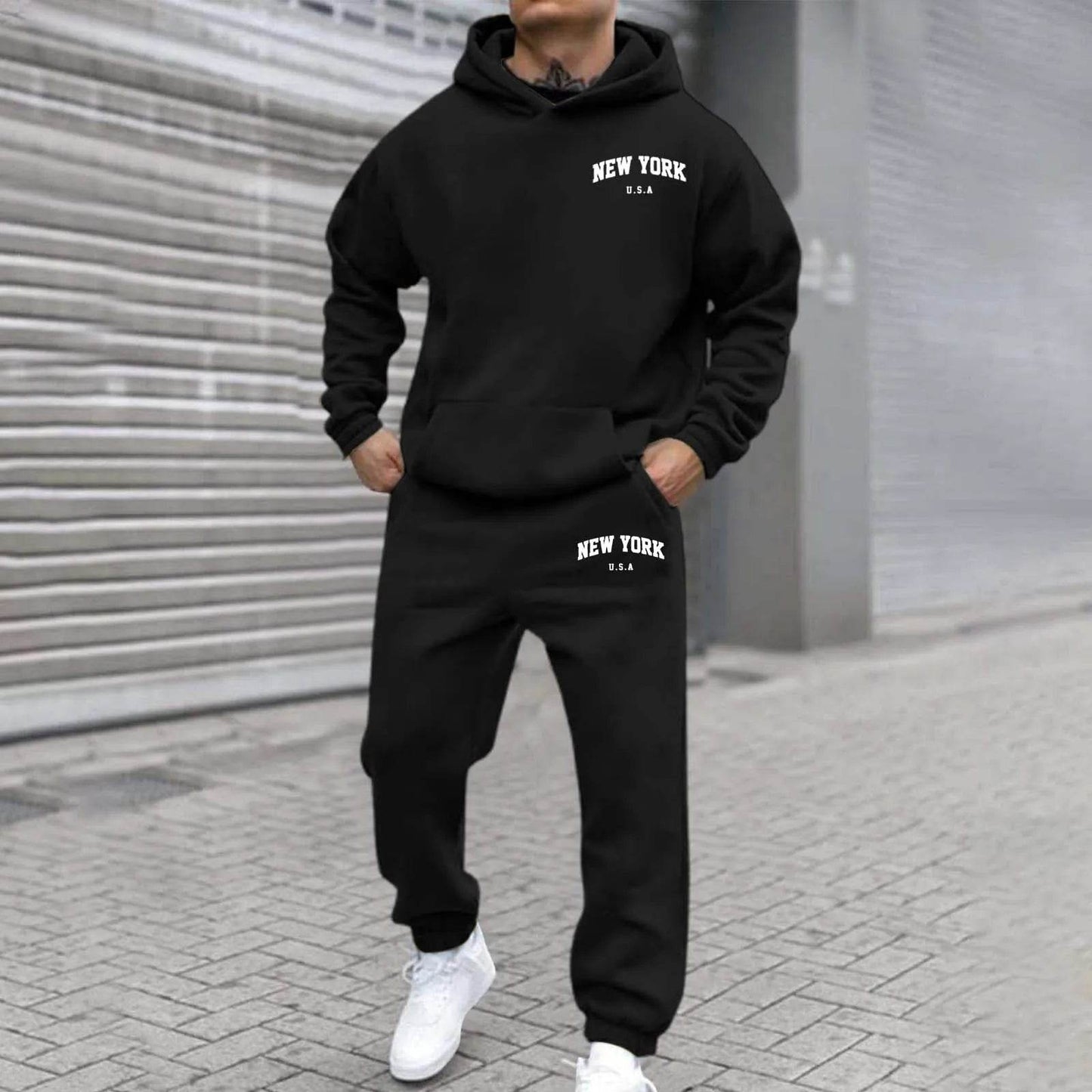 Oversize Men's Tracksuit Set - Autumn Fashion Hooded Sweatshirt & Pants - Buy Center US