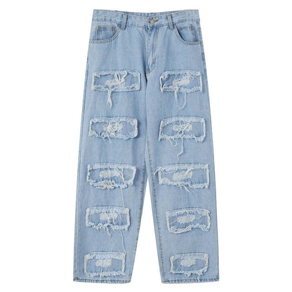 Hip Hop Men's Distressed Denim Jeans - Straight Pocket Trouser Style - Buy Center US