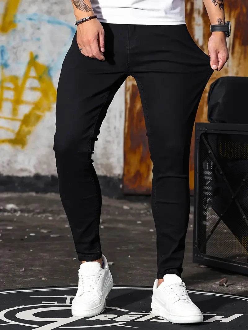 CHOLYL Slim Fit Zipper Jeans for Men - Retro Casual Denim Trousers - Buy Center US