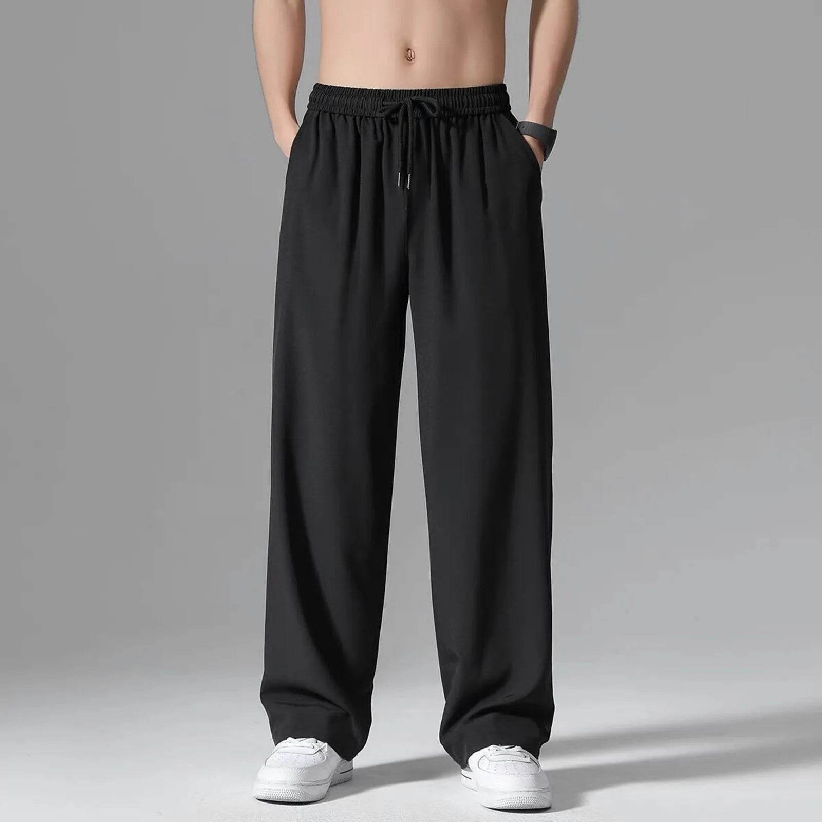 Men's Loose Fit Casual Trousers - Deep Pockets, Wide Leg Design - Buy Center US
