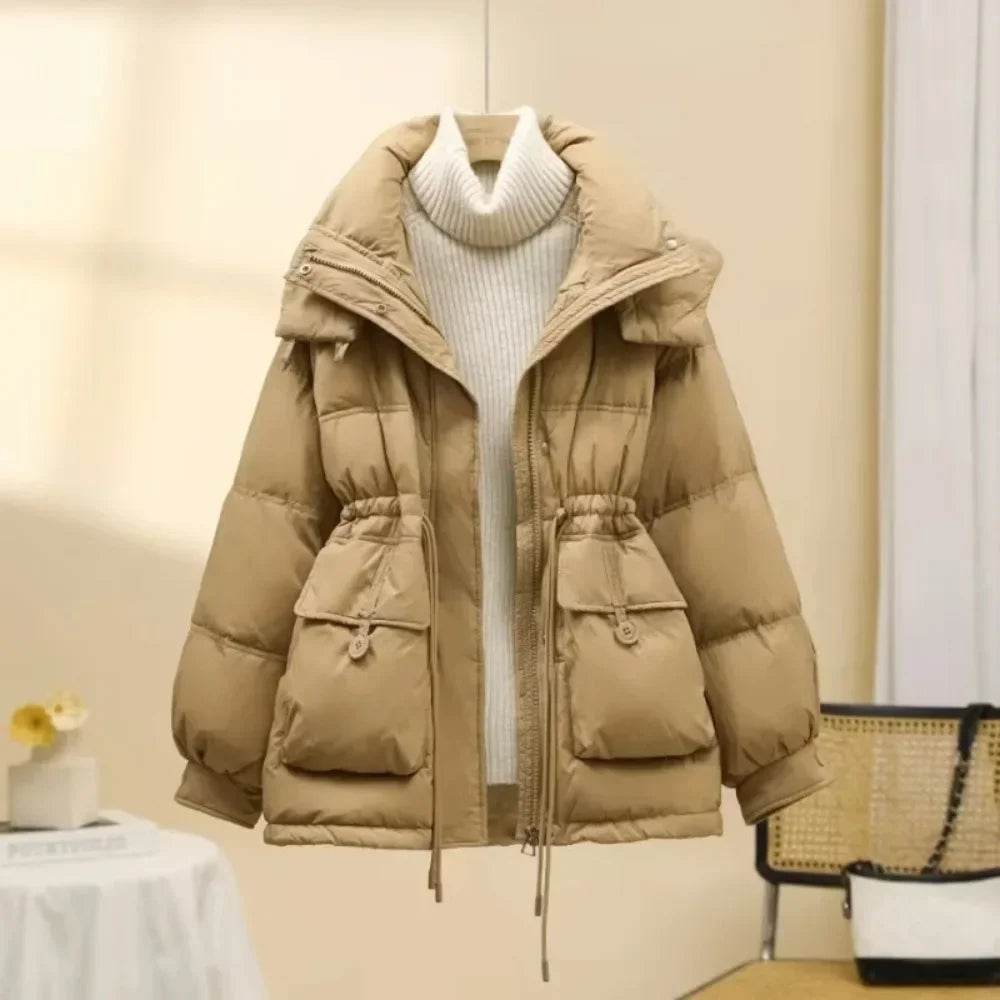 Women's Puffer Jacket - Warm Korean Style, White Duck Down Coat - Buy Center US
