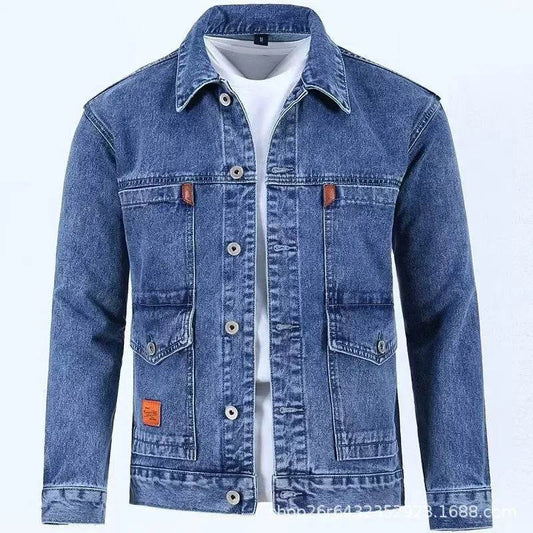 Trendy Men's Loose Fit Denim Jacket - Fashionable Spring Crossbody Style - Buy Center US