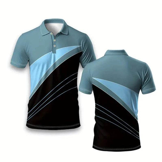 Men's Short Sleeve Polo Shirt - Casual Striped Sportswear for Summer - Buy Center US