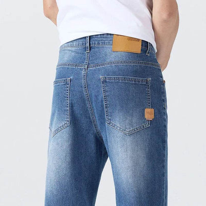 Lightweight Men's Casual Jeans - Breathable Solid Color Straight Fit - Buy Center US