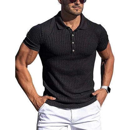 King Billion Men's Summer Polo Shirt - Solid Stripe, Short Sleeve Casual Wear - Buy Center US