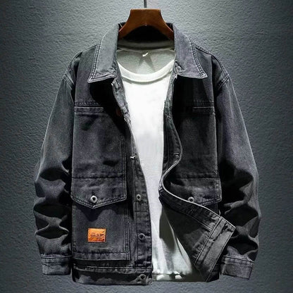 MUQGEW Men's Retro Denim Jacket - Casual Loose Fit Outerwear for Spring - Buy Center US