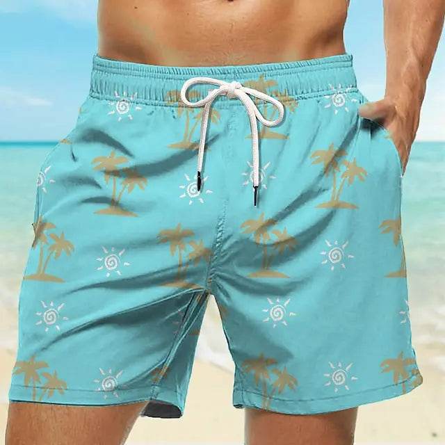 Men's Hawaiian Board Shorts - Quick Dry Coconut Tree Print for Beach - Buy Center US