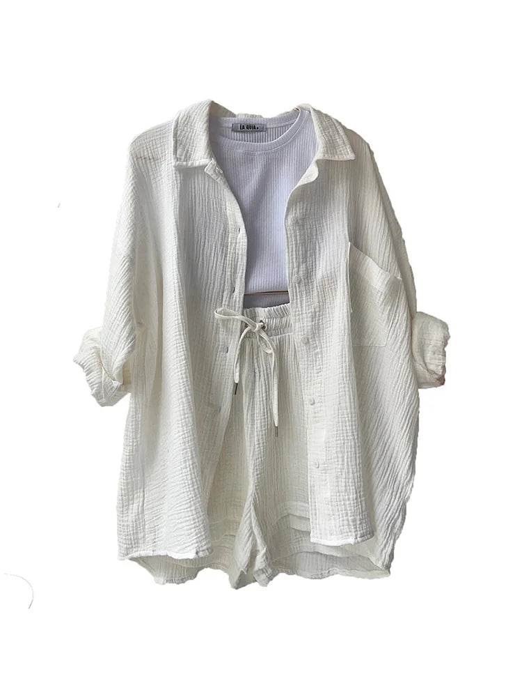 DANXRUHA Women's Muslin Suit Short Set - Casual Spring Outfit - Buy Center US