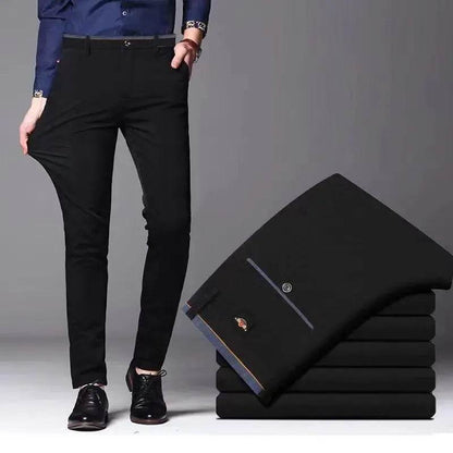 Men's Elastic Straight Pants - Casual Business Trousers in Solid Colors - Buy Center US