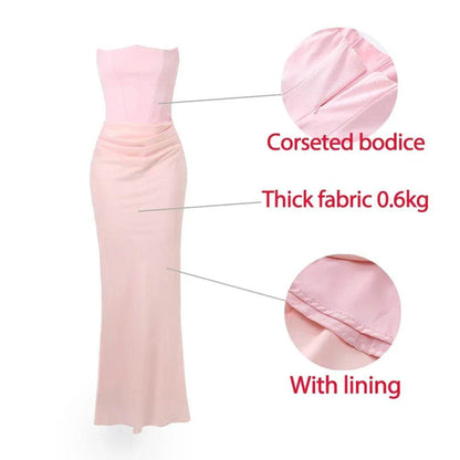 Elegant Pink Strapless Maxi Dress for Women - Perfect Party Dress - Buy Center US