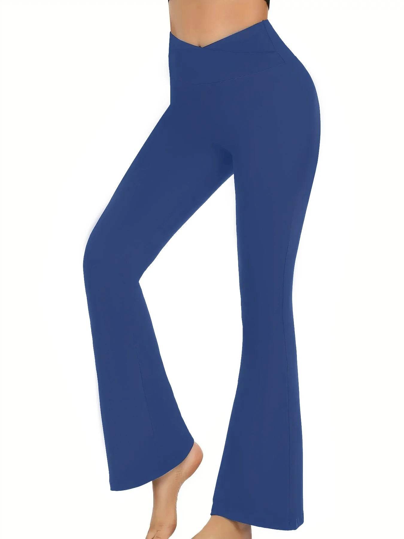 Women's High Waist Flared Yoga Pants - Tummy Control, Ankle Length - Buy Center US