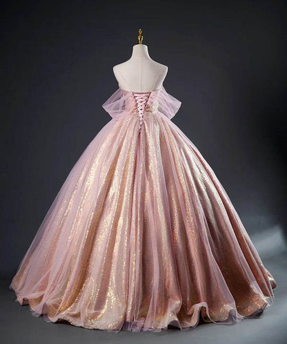 MCDV Rose Gold Off The Shoulder Evening Dress - Sequined Quinceanera - Buy Center US
