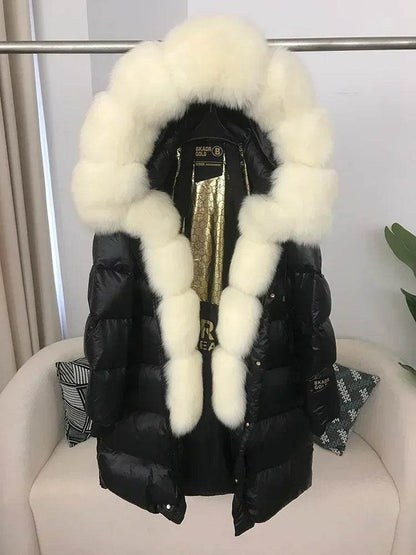 2023 Women’s Thick Winter Jacket - Real Fox Fur Collar, Hooded Design - Buy Center US