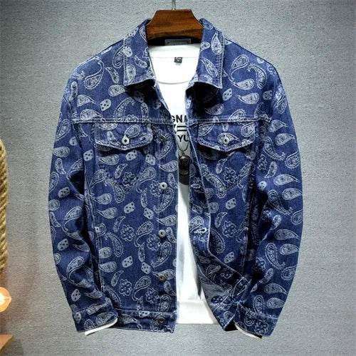 Qj Cinga Men's Casual Denim Jacket - Single-Breasted, Pure Color Style - Buy Center US