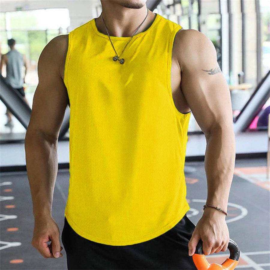 Men's Quick-Dry Tank Tops - Breathable Polyester Mesh for Fitness - Buy Center US