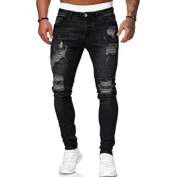 Men's Stretch Skinny Jeans - Grey Blue Black Hip Hop Denim Trousers - Buy Center US