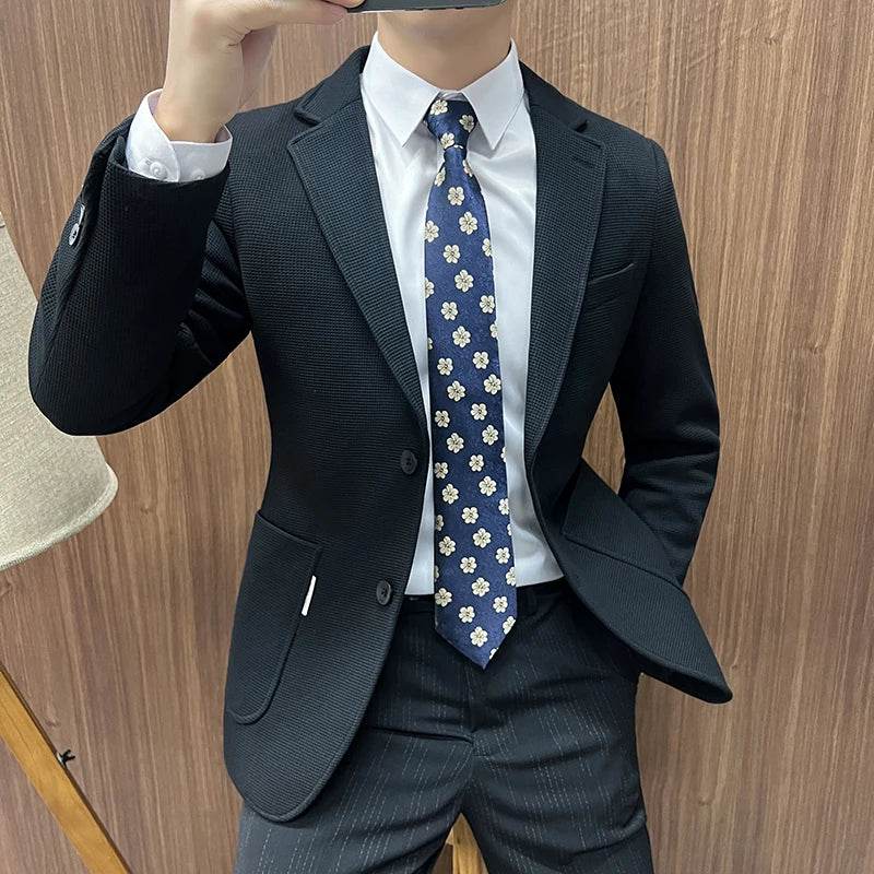 Men's Green Plaid Waffle Blazer - Trendy High-Quality Coat for Casual Style - Buy Center US