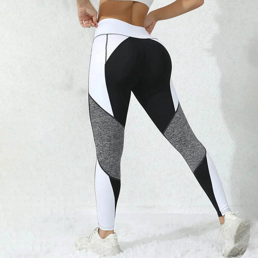 Colorblocked High Waist Yoga Pants - Tummy Control with Pockets - Buy Center US