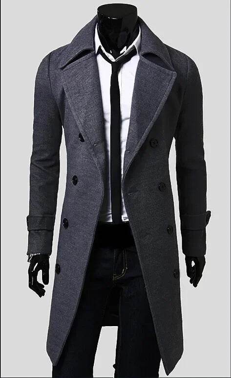 Men's Slim Fit Casual Woolen Jacket - Double Breasted for Autumn/Winter - Buy Center US