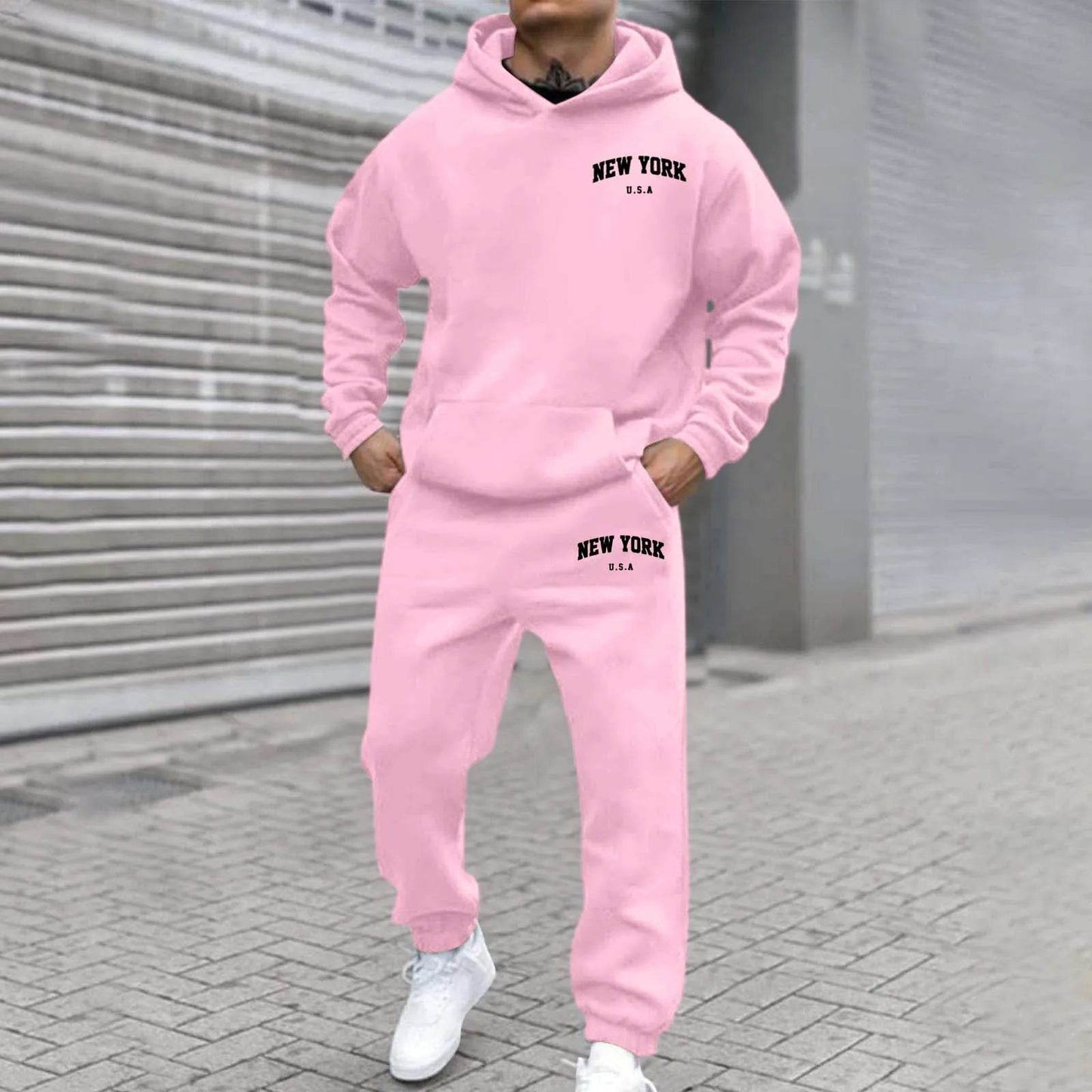 Oversize Men's Tracksuit Set - Autumn Fashion Hooded Sweatshirt & Pants - Buy Center US