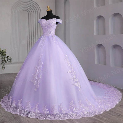 Y&M Customized Pink Sweet 16 Quinceanera Dress - Off Shoulder Ball Gown - Buy Center US