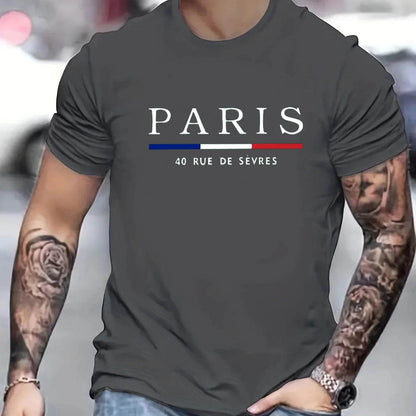 Paris Graphic T-Shirts for Men - Breathable Short Sleeve Casual Tees - Buy Center US