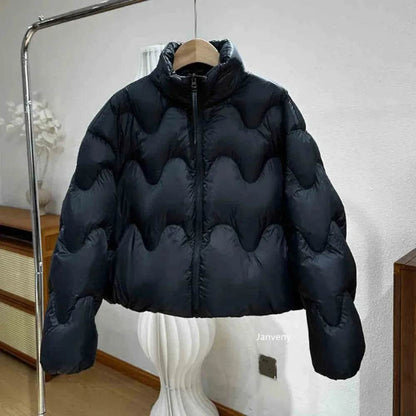Women's Short Puffer Jacket 2025 - 90% White Duck Down, Casual Style - Buy Center US