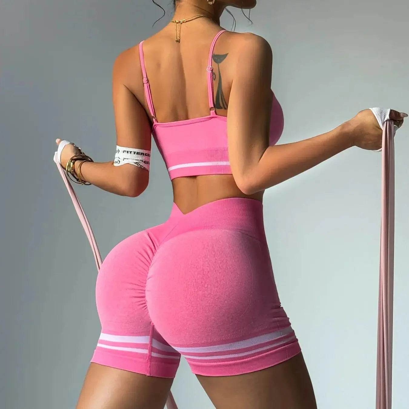 Women’s Outdoor Sports Set - V-Back Bra & Shorts for Gym Training - Buy Center US