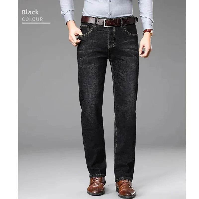 Men's Summer Lightweight Blue Jeans - Slimming Loose Fit Casual Trousers - Buy Center US