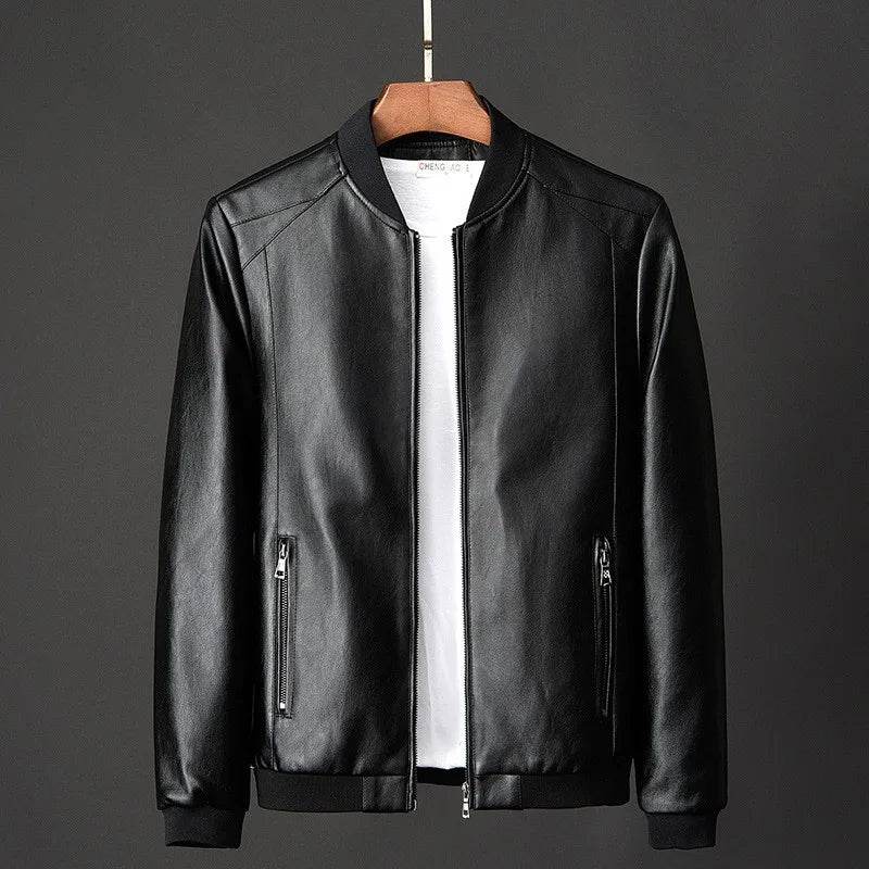 2024 Autumn Men’s Black Biker PU Leather Jacket - Slim Casual Fit - Buy Center US