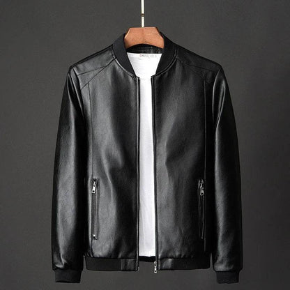 2024 Autumn Men’s Black Biker PU Leather Jacket - Slim Casual Fit - Buy Center US