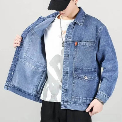 Trendy Men's Loose Fit Denim Jacket - Fashionable Spring Crossbody Style - Buy Center US