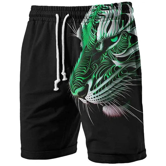 Men's Tiger Print Swim Trunks - Casual Beach Shorts with Elastic Waist - Buy Center US