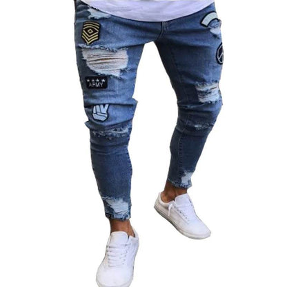 Men's Stretch Skinny Jeans - Grey Blue Black Hip Hop Denim Trousers - Buy Center US
