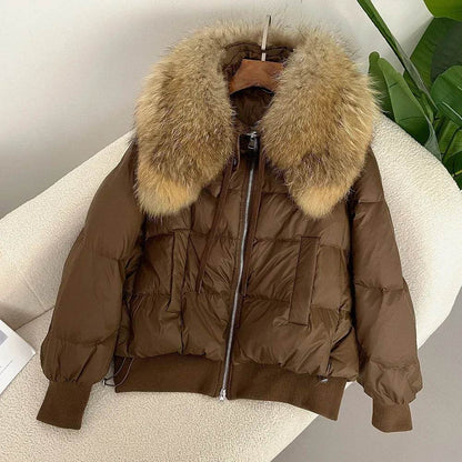 Women's Super Warm Duck Down Coat - Real Raccoon Fur Collar - Buy Center US