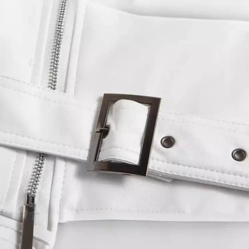 MLSJSHIQI Men's White Leather Jacket - Casual Solid Long Sleeve Coat - Buy Center US