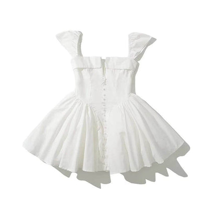 YENKYE White Mini Dress - Women’s Fit and Flare Summer Party Style - Buy Center US