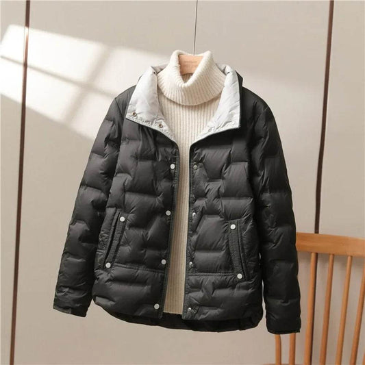 Women's Casual White Duck Down Coat - Lightweight Puffer Jacket - Buy Center US