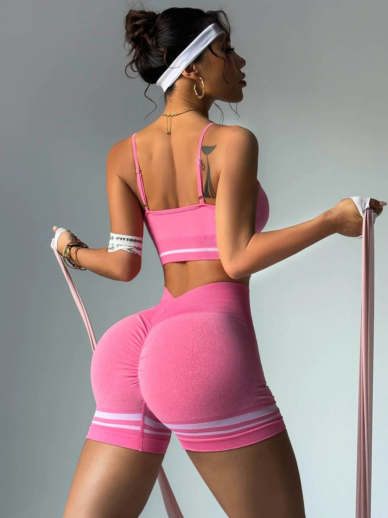Women’s Outdoor Sports Set - V-Back Bra & Shorts for Gym Training - Buy Center US