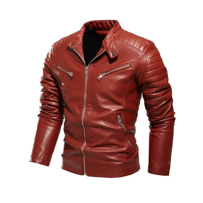 Men’s Yellow PU Leather Biker Jacket - Slim Fit Casual Zipper Coat - Buy Center US