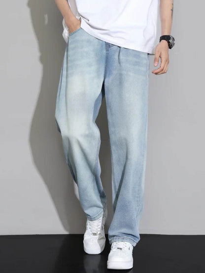 2024 Spring Summer Loose Light Blue Jeans for Men - Fashion Casual Denim - Buy Center US