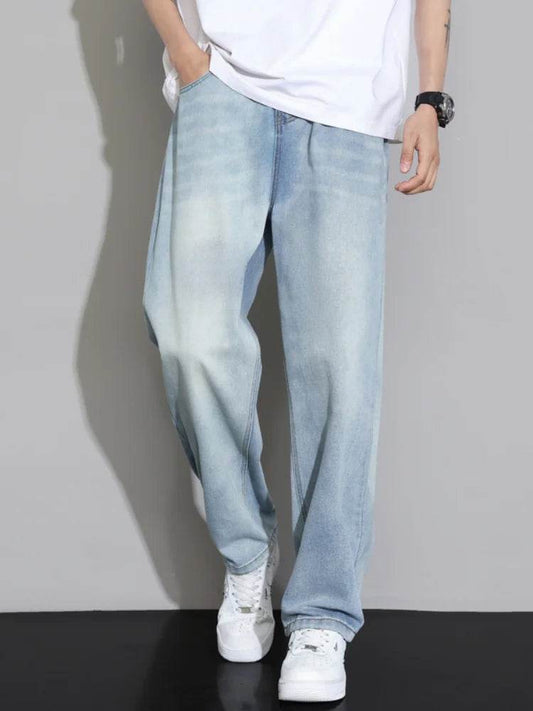 2024 Spring Summer Loose Light Blue Jeans for Men - Fashion Casual Denim - Buy Center US