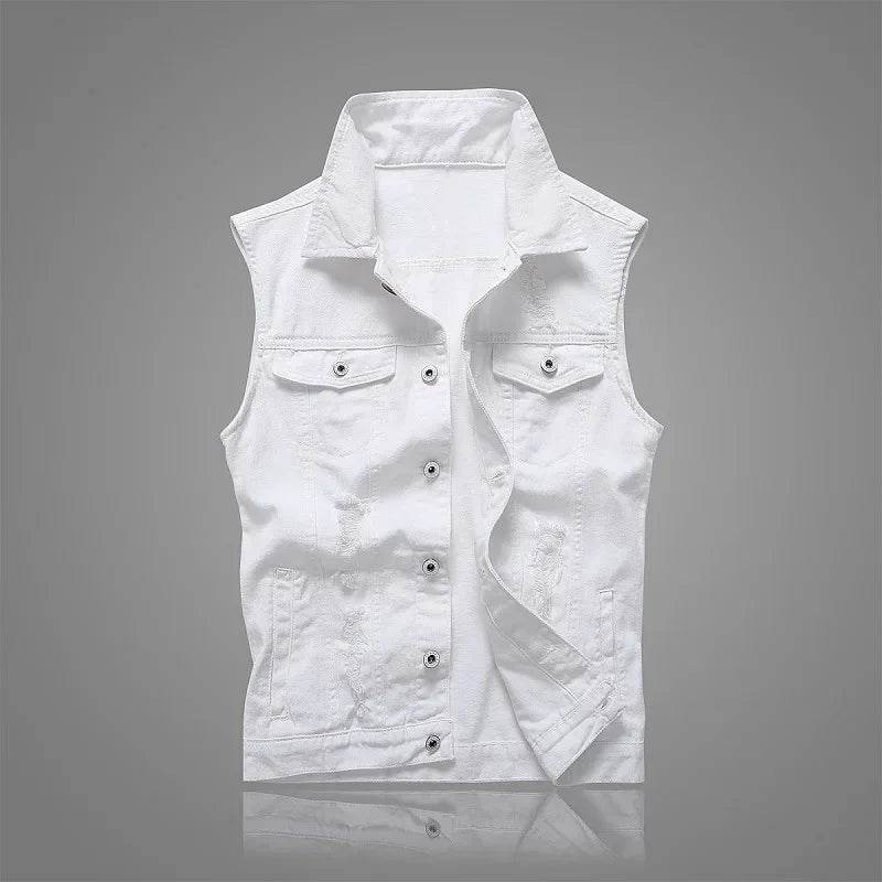 MLSJSHIQI Men's Ripped Denim Vest - Retro Sleeveless Tank Top for Summer - Buy Center US