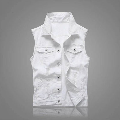 MLSJSHIQI Men's Ripped Denim Vest - Retro Sleeveless Tank Top for Summer - Buy Center US